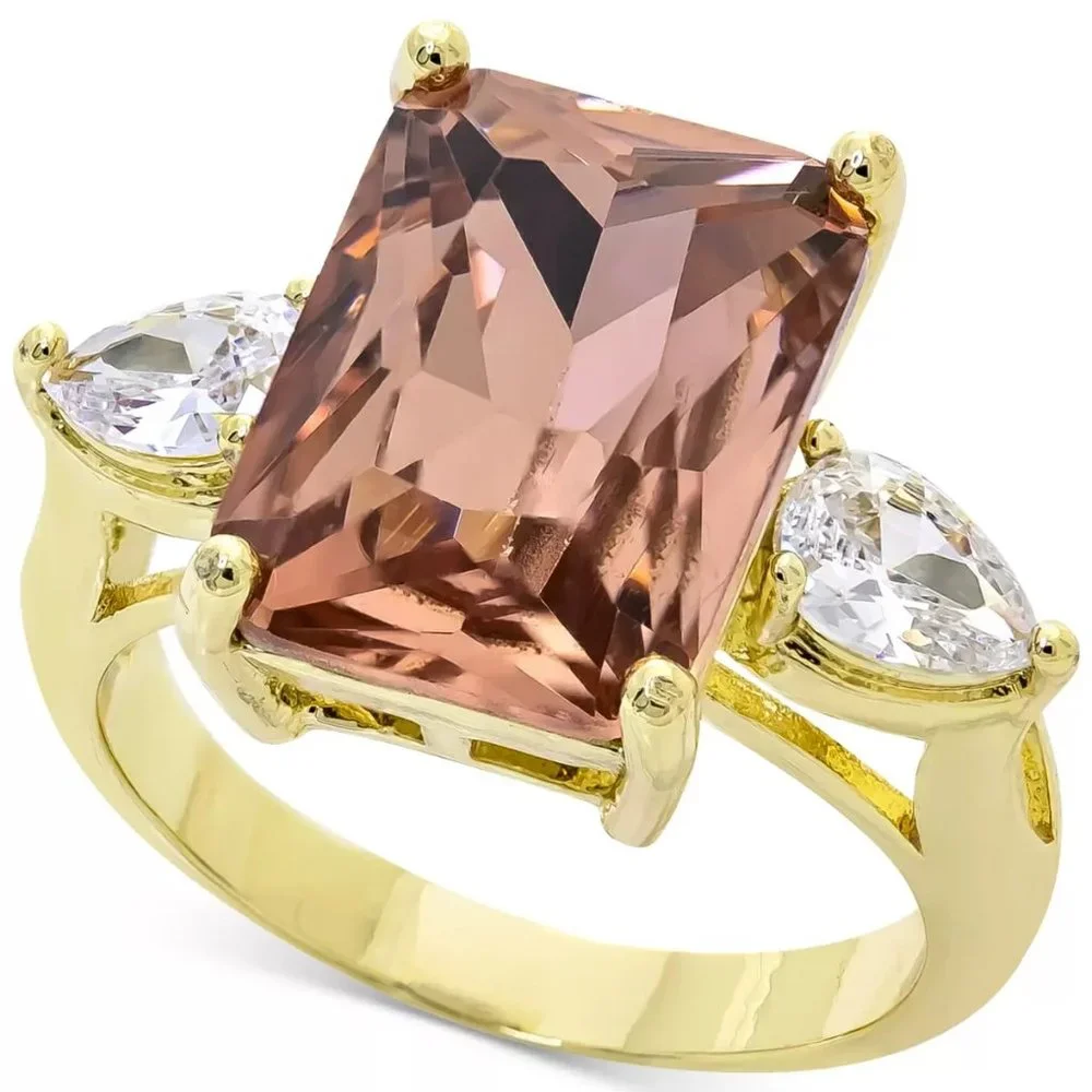 Charter Club Cut Crystal Ring in Gold Plate - Size 8